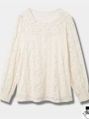 Torrid Ivory Lace Long Sleeve Blouse
